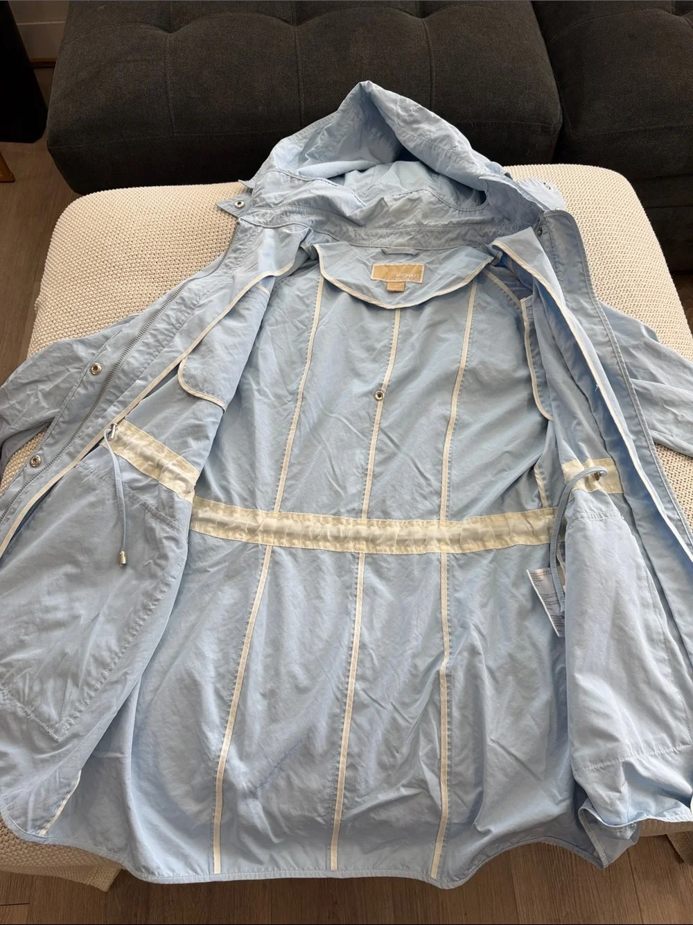 Michael Kors Light Blue Hooded Utility Jacket